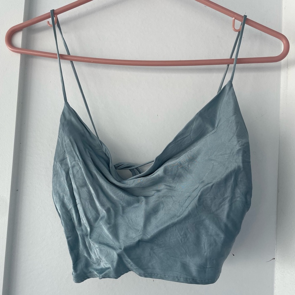 Urban outfitters blue satin crop top